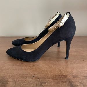 Black suede heels